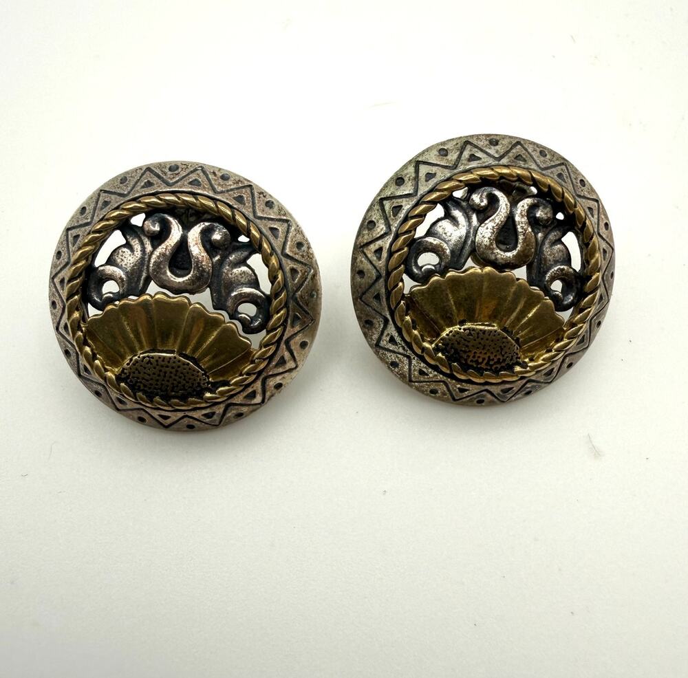 Carolyn Pollack American West Relios Sterling Brass Round Flower Stud Earrings